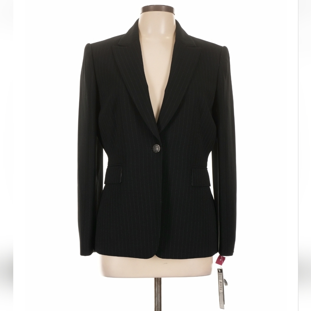 Tahari by ASL Black Pinstripe Blazer Size 10 NWT MSRP $320